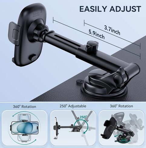 Car Phone Holder[Military-Grade 360°Suction Cup]Phone Holders for Your Car Universal Accessories Air Vent Dashboard Windshield Phone Mount Automotive Cradles Fit for iPhone Android Smartphone in Saudi Arabia
