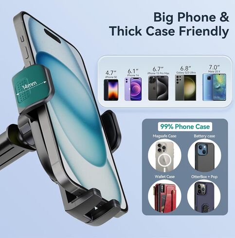 Car Phone Holder[Military-Grade 360°Suction Cup]Phone Holders for Your Car Universal Accessories Air Vent Dashboard Windshield Phone Mount Automotive Cradles Fit for iPhone Android Smartphone in Saudi Arabia