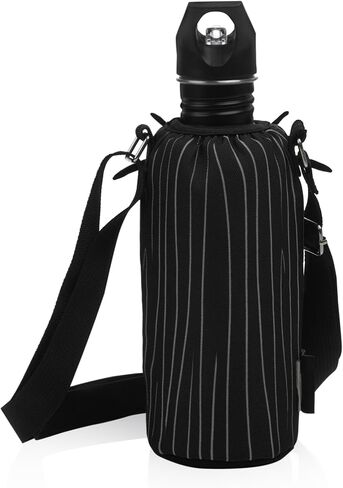 PICNIC TIME Disney Nightmare Before Christmas Jack Skellington Bottle Cooler Tote with Bottle, Water Bottle Carrier, (Black & White) in Saudi Arabia