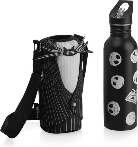 PICNIC TIME Disney Nightmare Before Christmas Jack Skellington Bottle Cooler Tote with Bottle, Water Bottle Carrier, (Black & White) in Saudi Arabia