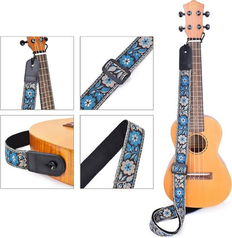 CLOUDMUSIC Ukulele Strap Ethnic Hawaiian Pattern For Soprano Concert Tenor Baritone(Red) in Kuwait
