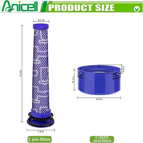 V8 Filter Replacement for Dyson V8 Animal V8 Absolute V8 Motorhead Origin SV10 V7 Animal V7 Cordless Stick Vacuum, 2 HEPA Post Filters+2 Pre Filters, Part # 965661-01 & 967478-01 in Saudi Arabia