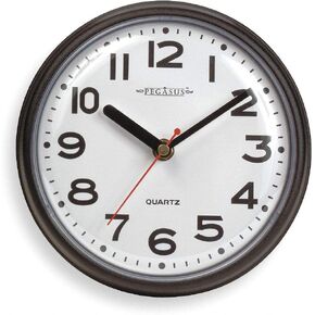 Analog Clock, 7 in Dia, Black