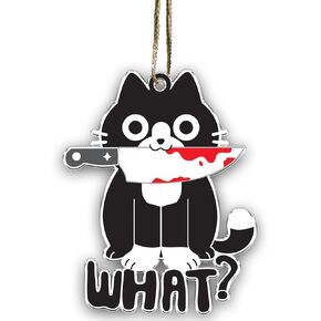 حلية قطة توكسيدو - عيد الميلاد على شكل قطة باللونين الأسود والأبيض - زينة عيد الميلاد ذات لونين - زخرفة معلقة على شكل شجرة عيد الميلاد في سهرة (توكسيدو كات ماذا) in Kuwait