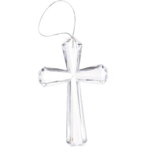 EXCEART Crystal Cross Ornaments Hanging Acrylic Cross Ornaments Christmas Tree Decoration for Home Christian Christmas Party Decor