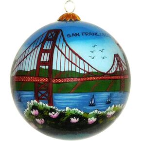 Best Sights of San Francisco Ornament - Hand Painted Glass Christmas Ornament with Gift Box