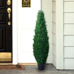 41 Inch Artificial Cyprus Tree – Large Faux Potted Evergreen Plant for Indoor or Outdoor Decoration at Home or Office by Pure Garden
