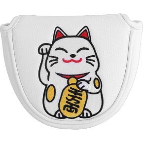 SHABIER Maneki-Neko Lucky Cat Design Mallet Putter Headcover with Centre Shafted for Mallet Headcover