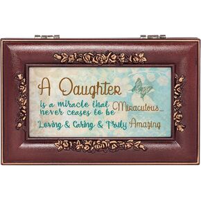 Cottage Garden Daughter Truly Amazing Rose Wood Finish Jewelry Music Box Plays Canon in D