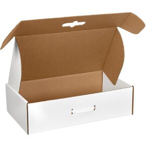 حقائب الحمل المموجة من Top Pack Supply، مقاس 18 1/4 بوصة × 11 3/8 بوصة × 2 11/16 بوصة، باللون الأبيض (عبوة من 10 قطع)