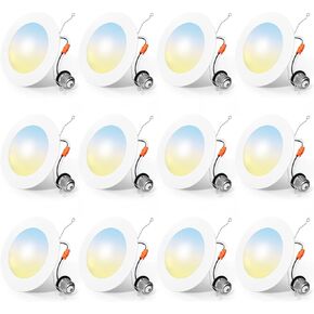 FREELICHT 12 Pack Retrofit LED Recessed Lighting 6 Inch, Selectable 2700K/3000K/4000K/5000K/6000K, Dimmable Flat LED Can Lights, 10W=110W, 1000LM, IC & Damp Rated, ETL & FCC Certified