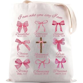 JNIAP Cross Coquette Bows Gift Christian Coquette Bows Tote Bag Bible Verse Gift