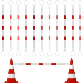Huwena 12 Pcs Retractable Traffic Cone Bar from 4ft to 7.2ft Lightweight Cone Bars Traffic Barricade Road Cone Connecting Rod Expandable Safety Cone Bars for Traffic Road Parking Use (White and Red)