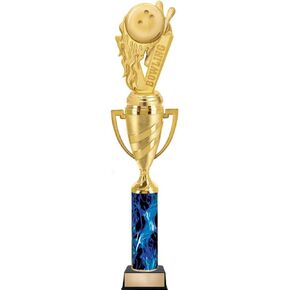 Crown Awards Personalized Bowling Trophy, 14" Blue Bowling Trophy Prize, Personalize with Free Engraving Prime