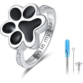 حلقات الجرة للرماد للنساء 925 مجوهرات حرق الفضة الاسترليني لعقد الحيوانات الأليفة البشرية الأب رماد مخلب يطبع حلقات تذكار تذكارية حجم 7 in Kuwait