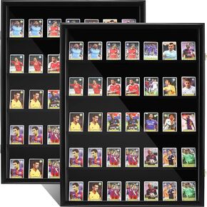 2 Pcs 35 Graded Sports Card Display Case UV Protection Baseball Trading Card Display Case Clear View Playing Card Display Frame Lockable Card Wall Cabinet for Collector Basketball Hockey Football Card
