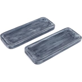 Alpha Living Home Rectangular Wooden Tray Decorative Mango Wood Appetizer Cheese Plates Small Sandwich Dessert Trays Serving Platter Snacks Plate Food Dish Charcuterie Boards - 2 Pack - Black Antique