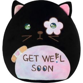 Easfan Get Well Soon Stuffed Cat Plush Pillow, Cozy Black Kitty Snuggle Soft Toy with Rainbow Belly, Gifts or Patients Girls Boys Women Men After Surgery, 12" in Kuwait