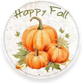 ريفي معدن القصدير علامة سقوط سعيد القرع علامة مستديرة ريفي الرجعية ديكور المطبخ هالوين عيد الشكر عيد الميلاد تين تسجيل جدار الباب شماعات ديكور علامة 12.00 "× 12.00" in Kuwait