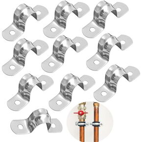 Rigid Pipe Strap M12 Two Hole Strap U Bracket Tube Clip 10pcs Stainless Steel Conduit Clamps U-Tube Clamp Heavy Duty Pipe Clamp for Fixing Pipe or Cable