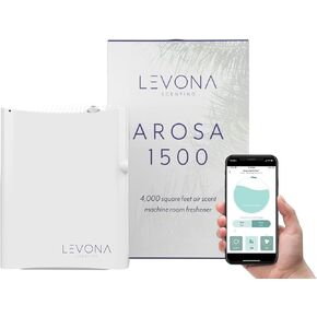 Levona Scent Waterless Diffuser - Essential Oil Aroma Smart Plug-in, Portable Machine for Whole House & Large Spaces, LCD, HVAC, With Cleaning Cloth, Covers 4000 sqft - Arosa 1500 (Scent Not Included)
