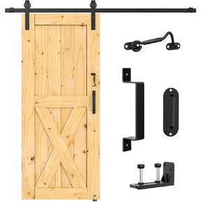 SKYSEN 6FT Sliding barn Door Hardware kit, Barn Door Track, 1/4" Thick Material- 4FT-13FT Available- Combination Track- Smooth and Quiet- Easy to Install- Black (J Shape-5-s)