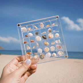 Acrylic Magnetic Seashell Display Box, Clear Sea Shell Decorative Box, Storage Organizer Case for Beach Seashell Diamond Beads, 36 Grids,Transparent,1 Pack