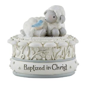 CB Catholic Creative Brands Faithworks - Baptised In Christ Keepsake Box, 2.5 x 3-Inch, Lamb