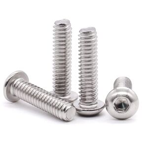1/4-20 x 1"" Button Head Socket Cap Bolts Screws, 18-8 Stainless Steel (304), Bright Finish, Full Thread, Allen Hex Drive (20 Pcs)