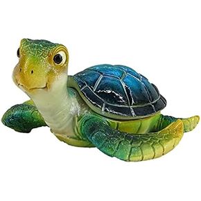 Decorative Funny Sea Turtle Treasure Trinket Box. Blue Seaturtle Jewelry Box. Table Décor and Gift.. Resin Lucky Seaturtle Figurine (Blue)