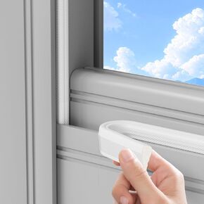 Weather Stripping Door Seal, 118 inch Seal Strip for Doors/Windows, Self-Adhesive Backing PU Foam Seals, Soundproofing, Insulation Strip, Door Sealers for Door Frame- White