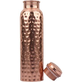 Copper Water Bottle - 34 Oz Extra Large - A Hammered Ayurvedic Pure Copper Vessel For Drinking - Drink More Water, Lower Your Sugar Intake And Enjoy The Health Benefits Immediately