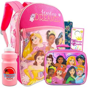 Disney Princess Backpack & Lunchbox for Girls Set - Bundle of 16" Disney Princess Backpack, Disney Lunchbag & More | Disney Princess School Supplies
