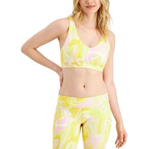 Women's Watercolor Whirl Low Impact Sports Bra Yellow Size Small
