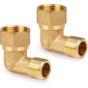 Old Clawfoot Bath Tub Mount Faucet Brass Installation Kit Elbows Adapter Connector Mount Set to Water Line, 3/4 IPS Female to 1/2 IPS Male, 2 Pack