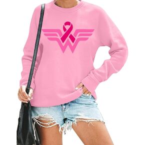Breast Cancer Awareness Sweatshirt Women Pink Ribbon Long Sleeve Shirt Cancer Fight Tops Casual Pullover in Kuwait