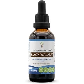 Secrets of the Tribe Black Walnut Tincture Alcohol-Free Extract, Black Walnut (Juglans Nigra) Dried Hull Tincture Supplement (2 FL OZ)