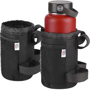 KEMIMOTO Large Bike Cup Holder 2 PCS, Bicycle Water Bottle Holder for Bike Handlebar, Bike Drink Holder with Mesh Pockets Phone Bag, Compatible with Road Bike MTB E-Bike Scooter Scooter Wheelchair