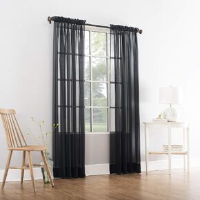 Comfy Deal 2 Pieces Beautiful Elegance Fully Stitched Window Sheer Voile Curtain Panel (Rust Brown)