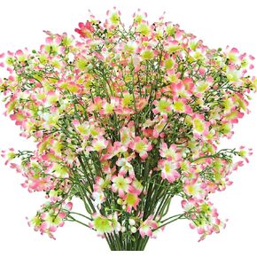 10 PCS Silk Flowers with Long Stems Artificial Flower for Tall Vase Outdoors Fake Babys Breath Bouquet Faux Floral Wedding Party Decoration Home Indoor Table Centerpiece Decor (Blue)