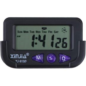 Wakauto Car Digital Clock Alarm Second Chronograph Electronic Clock Bedside Alarm with LCD Display for Bedroom Wall Travel (Black)