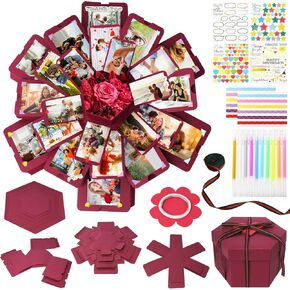 Koogel Explosion Gift Box, 17.5 x 16 inch Explosion Gift Box Set with Scrapbooking Accessories Creative Photo Album customized gifts for Boyfirend Anniversary Valentine Wedding Proposals Party