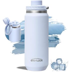 Greylock 20 oz Water Bottle Insulated, BPA-Free Reusable Water Bottles Stainless Steel, Leak Proof Kids Travel Water Bottle with Straw Lid, Double-Wall Vacuum Insulation, 24 Hours Cold (Glacier Blue)