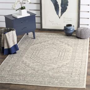 SAFAVIEH Adirondack Collection Area Rug - 6' x 9', Ivory & Silver, Oriental Medallion Design, Non-Shedding & Easy Care, Ideal for High Traffic Areas in Living Room, Bedroom (ADR108B)