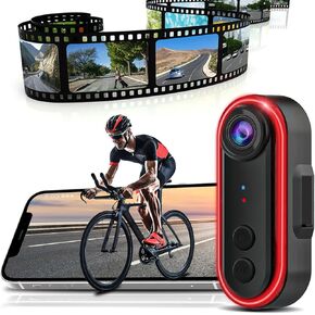 Bike Camera with Tail Light 1080P Bikes Rear View Camera - Can be Iinterconnected with Phones,Waterproof-150° Wide Angle Handlebar Bicycle Mirror Camera for Mountain Road Bike E-Bikes