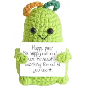 ZZRWish Emotional Support Plant, Crochet Positive Cactus with Knitting Pot, Handmade Knitting Kits, Small Inspirational Gifts for Adults (Green&White&Black)