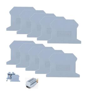 10Pcs D-UK2.5BG DIN Rail Mounted Terminal Block End Cover - Gray