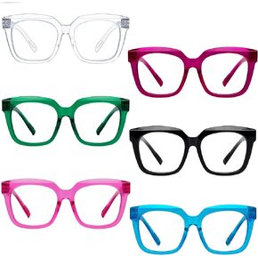 Metalless Screwless Spring Hinges Reading Glasses for Women 6 Pack Ladies Oversized Readers(+0.75)
