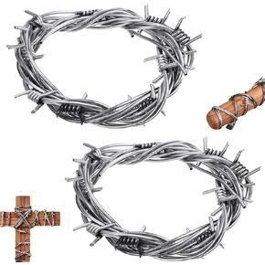 2Pcs Fake Barbed Wire Simulation Wire Chain Halloween Decoration Makeup Cosplay Prop Costume Accessory Plastic Barbed Wire Playset Party Favors
