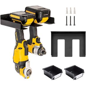 Dual Drill Storage Shelf Power Tool Wall Mount Organizer - Garage Storage Organizer bins - Floating tool shelf, Power Tool Storage, Cordless Tool Holder, Drill Holder Wall Mount, Drill Storage Rack